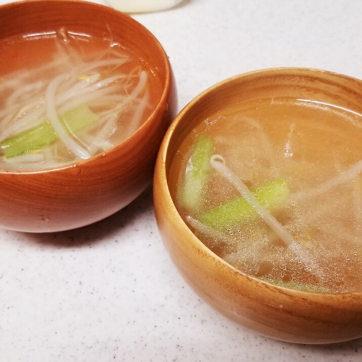 簡単 もやしと小松菜のウェイパーほんだし汁 レシピ 作り方 By Janbo 楽天レシピ